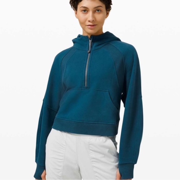 lululemon athletica Tops - Lululemon Scuba Oversized 1/2 Zip Hoodie M/L Blue Borealis